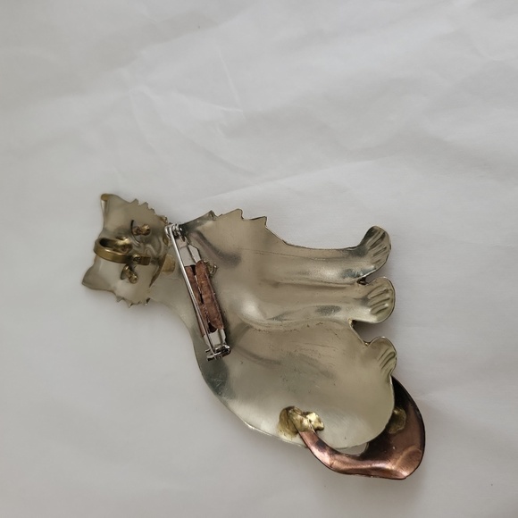 Vintage 90s Art Deco Cat Pendant or Brooch - Picture 5 of 6